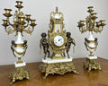 Clock Antique Louis XV Brass Marble Garniture Set With Candelabras LOT 60261