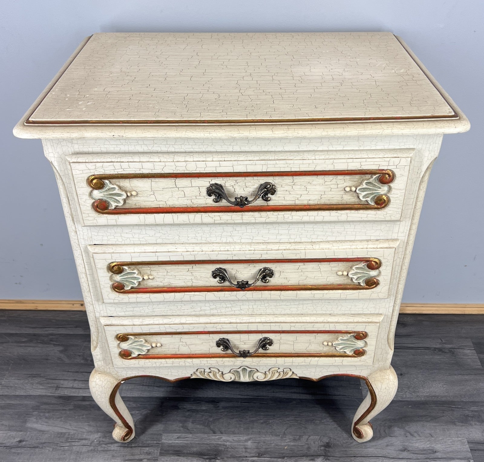 Chest of Drawers Vintage Shabby Chic 3 Drawer Ornate Carved Cabinet LOT 44230