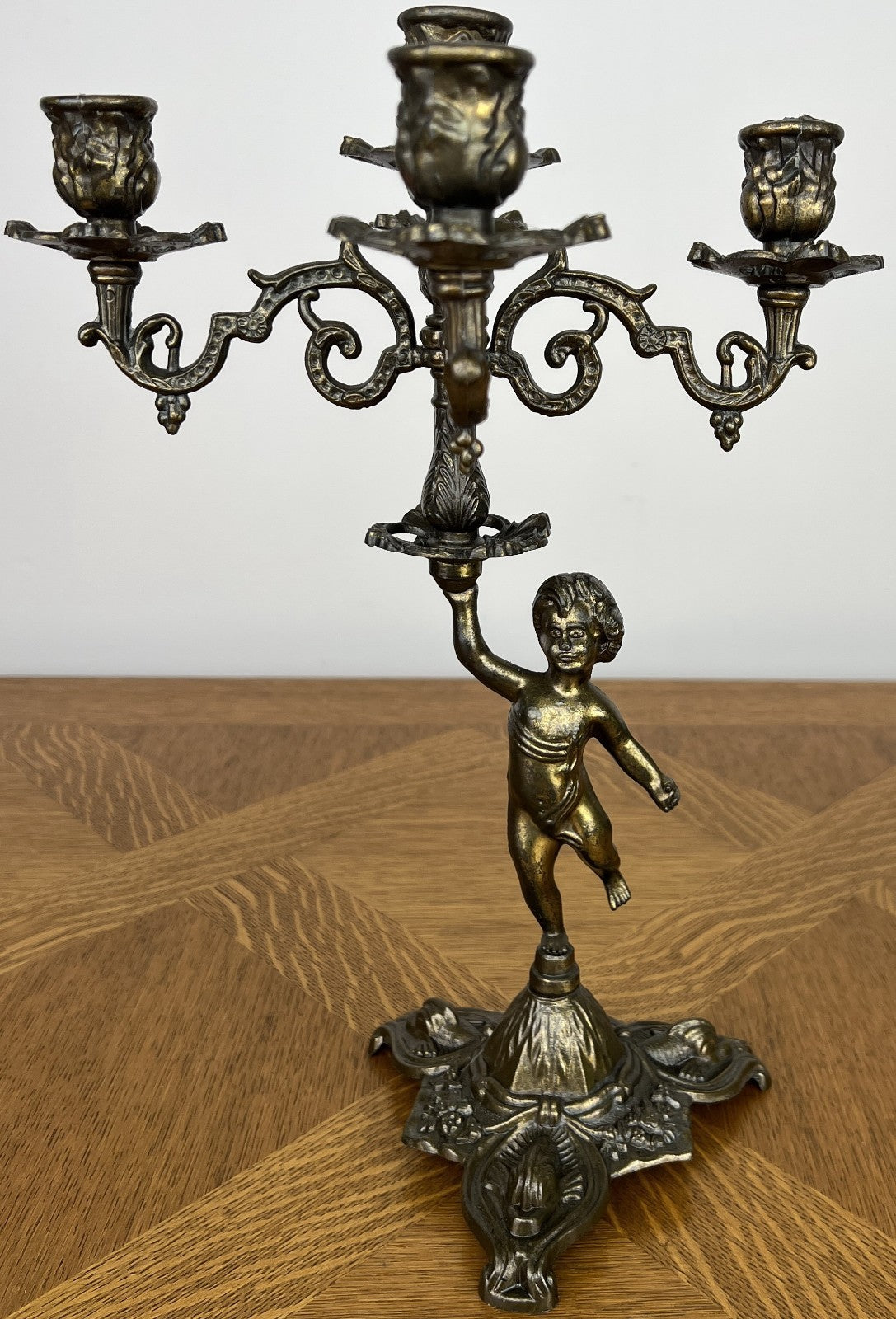 Candelabra Vintage French Cherub 5 Arm Ornate Candle Holder LOT 60570
