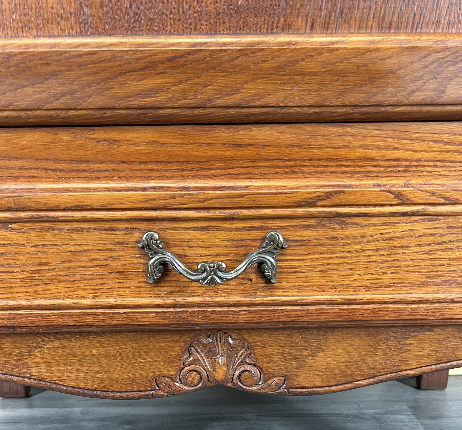 Cabinet Vintage French Louis XVI Style Oak Carved Sideboard with Drawer LOT 45797