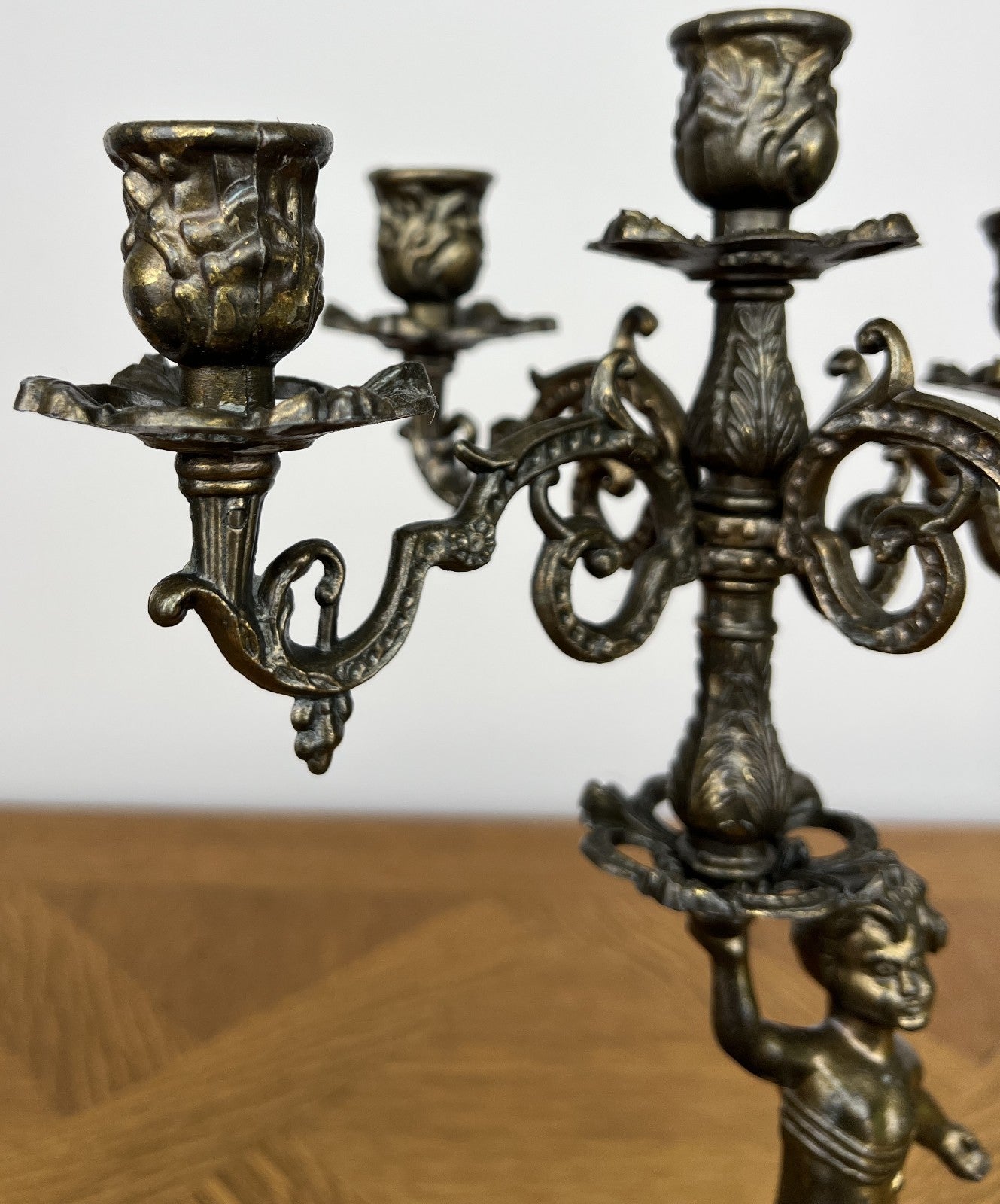 Candelabra Vintage French Cherub 5 Arm Ornate Candle Holder LOT 60576