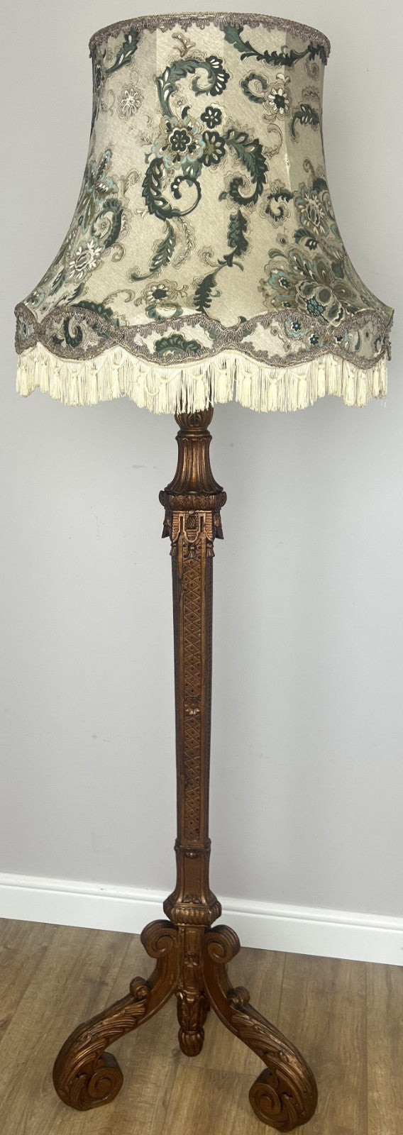 Floor Lamp Vintage French Style Ornate Standing Lamp with Fringe Shade LOT 60730