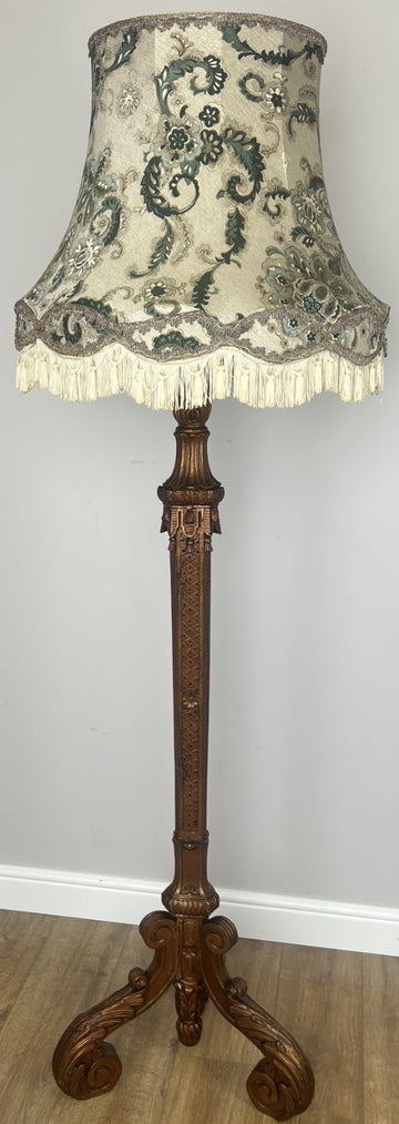 Floor Lamp Vintage French Style Ornate Standing Lamp with Fringe Shade LOT 60730