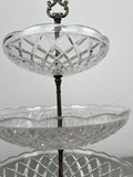 Bomboniere Vintage French Crystal Cut Three Tier Serving Cake Stand LOT 6439