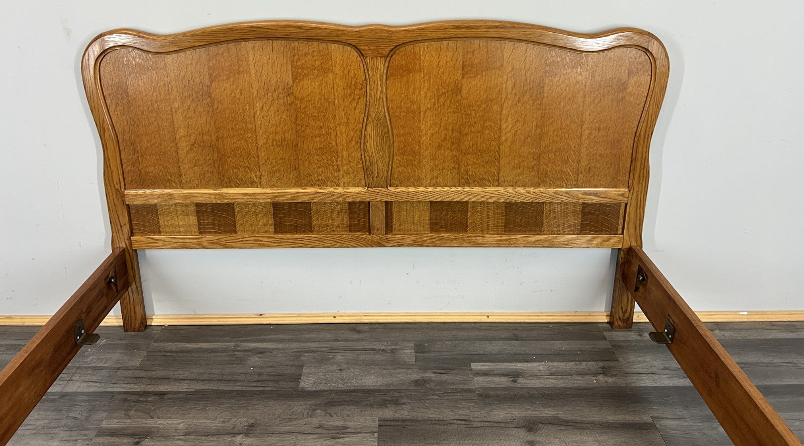 Bed Vintage French Louis XVI Double Bed Frame Oak Carved Headboard LOT 45904