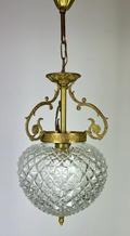 Ceiling Lamp Vintage Style Brass and Pressed Crystal Pendant Chandelier LOT 52530