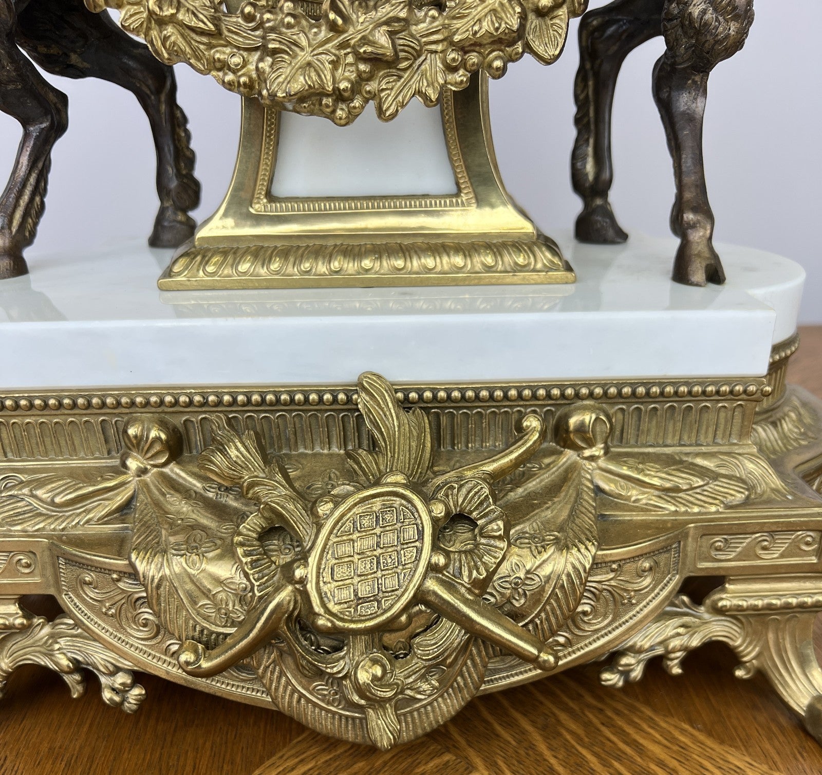 Clock Antique Louis XV Brass Marble Garniture Set With Candelabras LOT 60267
