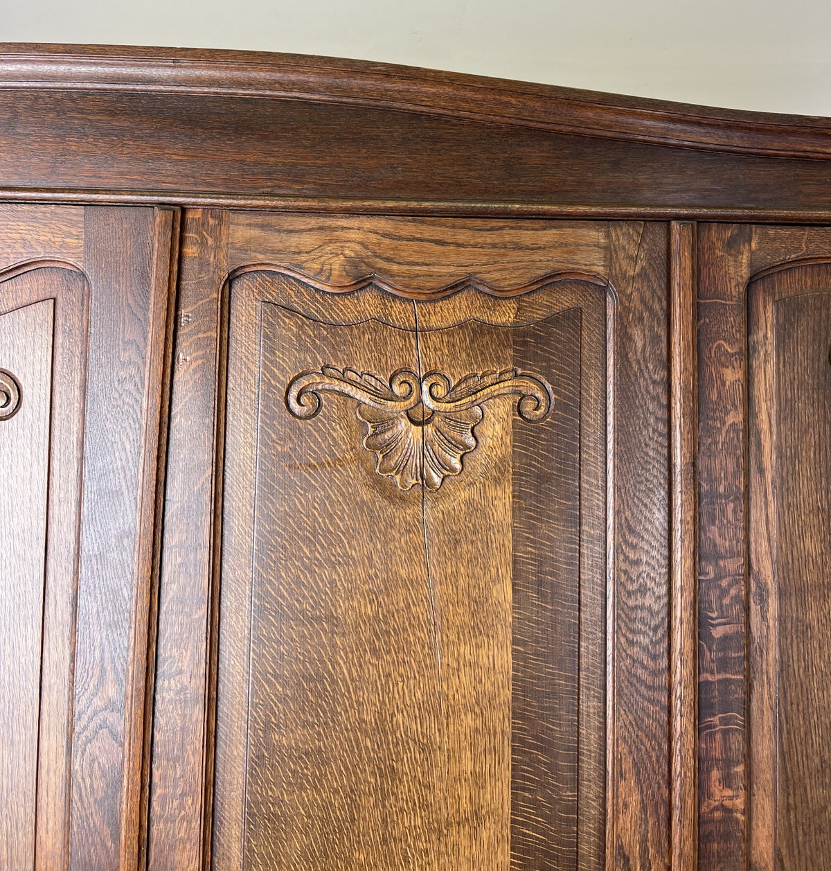 Wardrobe Vintage French Louis XVI Style Oak Four Door Carved Armoire LOT 6505