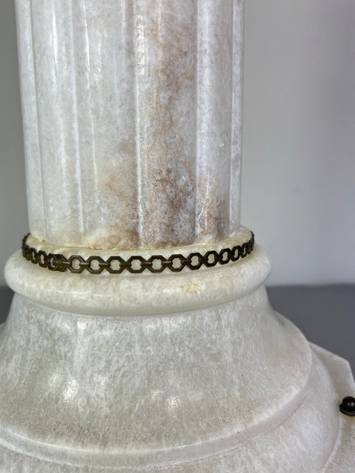 Pedestal Lamp Vintage French Style Alabaster Brass Lighting LOT 50879