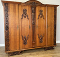 Wardrobe Vintage French Style Four Door Carved Armoire Cabinet LOT 61471