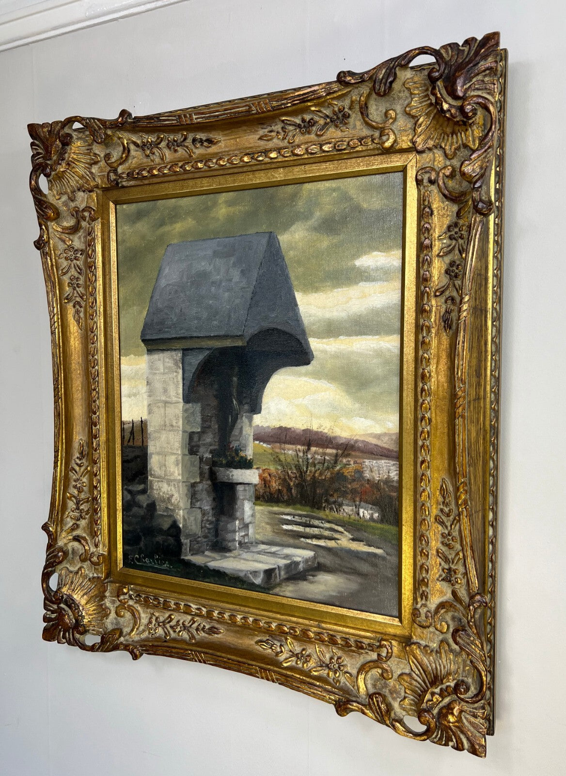 Oil Painting Vintage French Framed Landscape 71cm x 60cm Wall Art LOT 51231