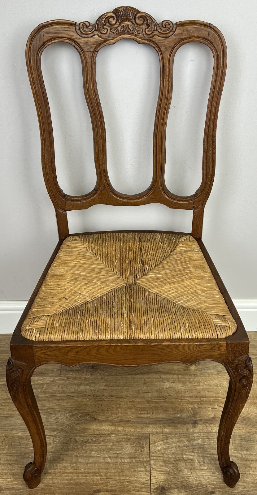 Dining Chairs Vintage French Louis Style Oak Rush Seat Set of 6 Chairs LOT 63488