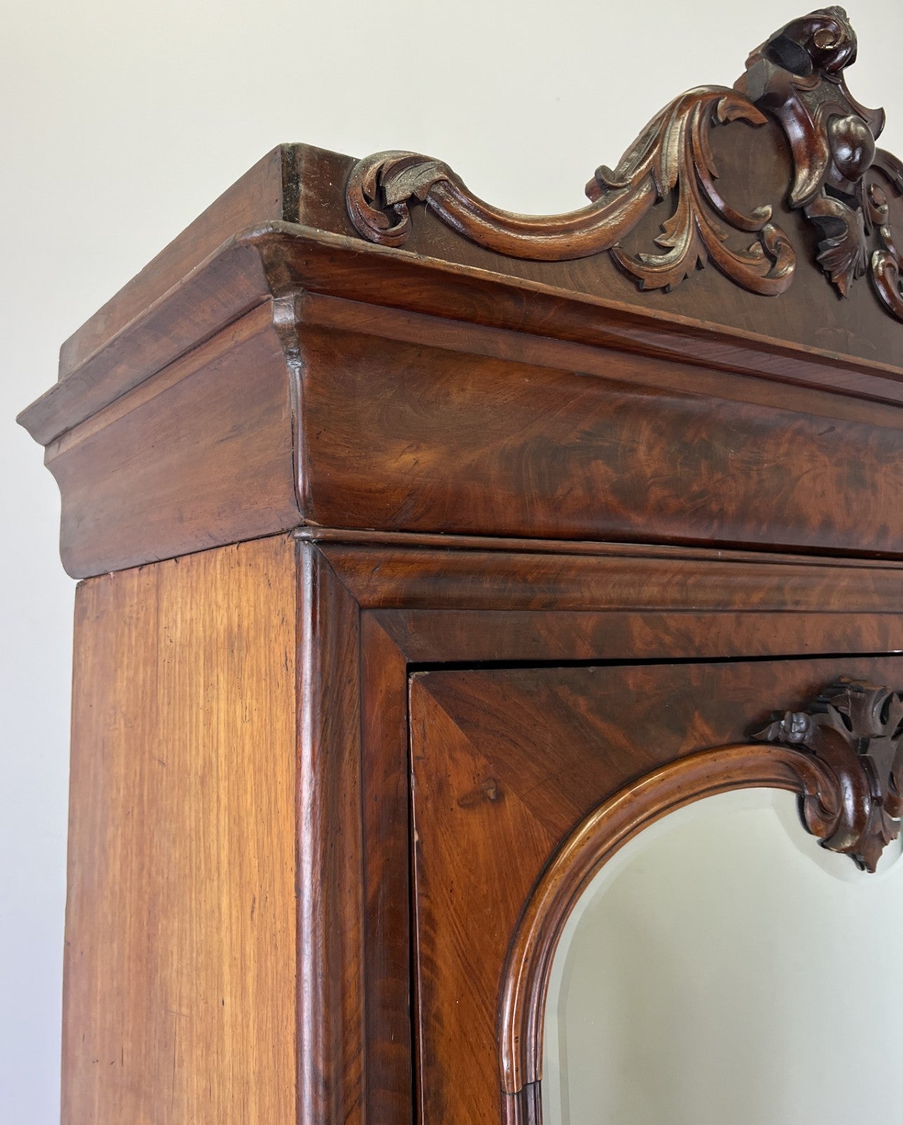 Wardrobe Antique French Style Mahogany Hidden Drawer Mirrored Armoire LOT 61482