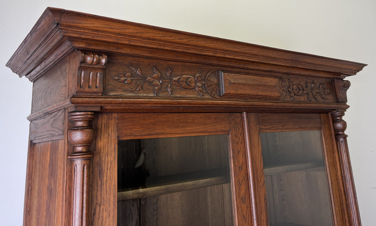 Bookcase Antique French Style Glazed Display Cabinet Oak Sideboard LOT 6462