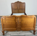 Bed Vintage French Louis XVI Double Single Frame Oak Carved Headboard LOT 45931
