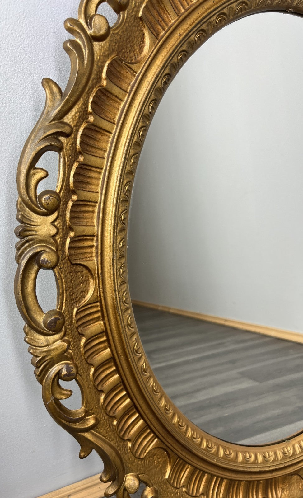 Vintage French Oval Wall Mirror with Ornate Rococo Frame Wall Decor LOT 43583