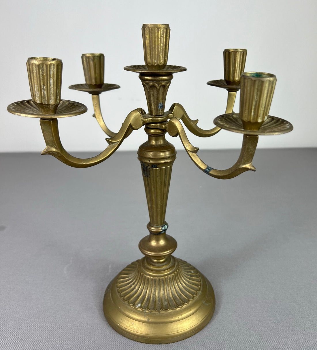 Candelabra Vintage French Style Metal Gold 5 Arm Candle Holder Pair LOT 50750
