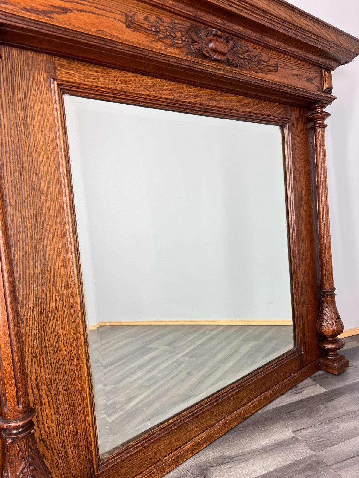 Antique French Style Carved Oak Wall Mirror Home Decor Wall Frame LOT 45515