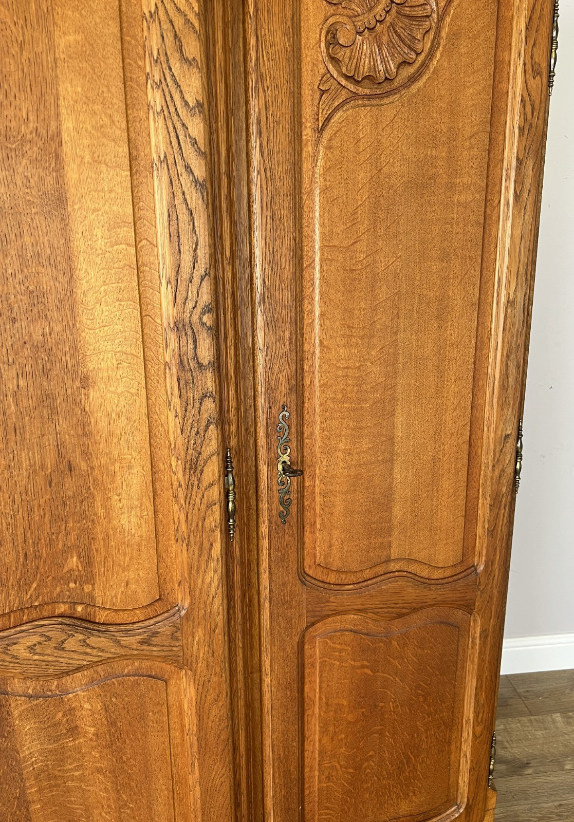 Wardrobe Vintage French Louis XVI Style Oak Four Door Carved Armoire LOT 63998