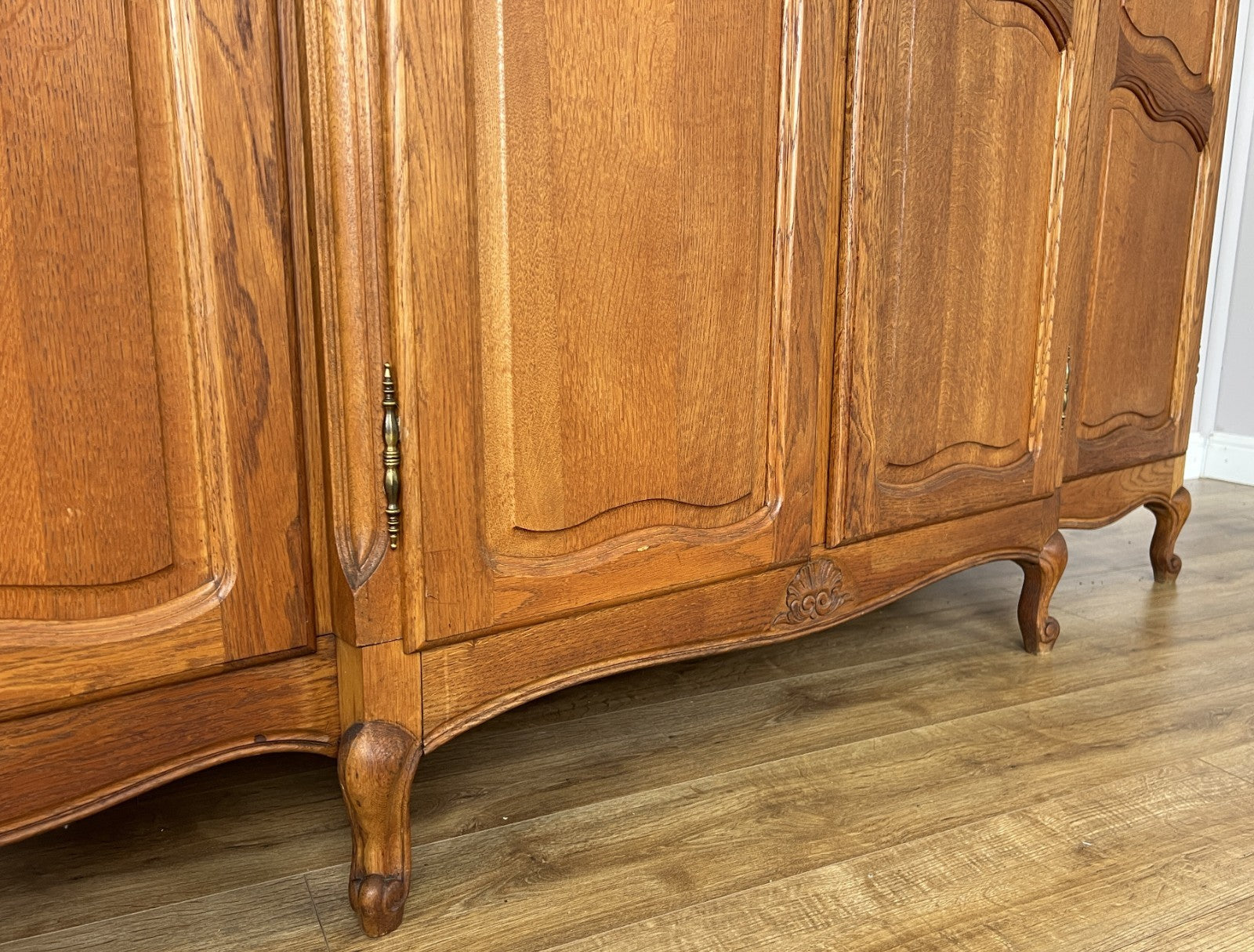 Wardrobe Vintage French Louis XVI Style Oak Four Door Carved Armoire LOT 63997