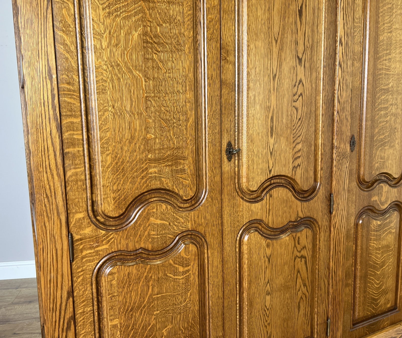 Wardrobe Vintage French Style Oak Five Door Carved Armoire Cabinet LOT 61114