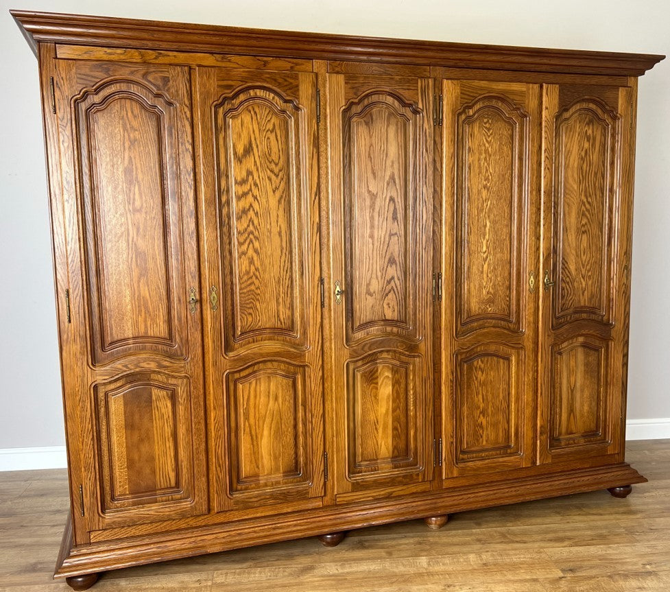 Wardrobe Vintage French Style Five Door Carved Large Storage Armoire LOT 49870