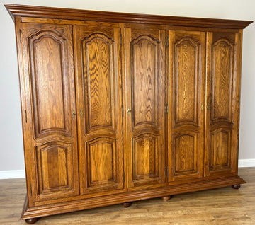 Wardrobe Vintage French Style Five Door Carved Large Storage Armoire LOT 49870