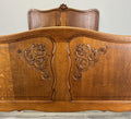 Bed Vintage French Louis Style Oak Double Bed Frame Carved Headboard LOT 47303