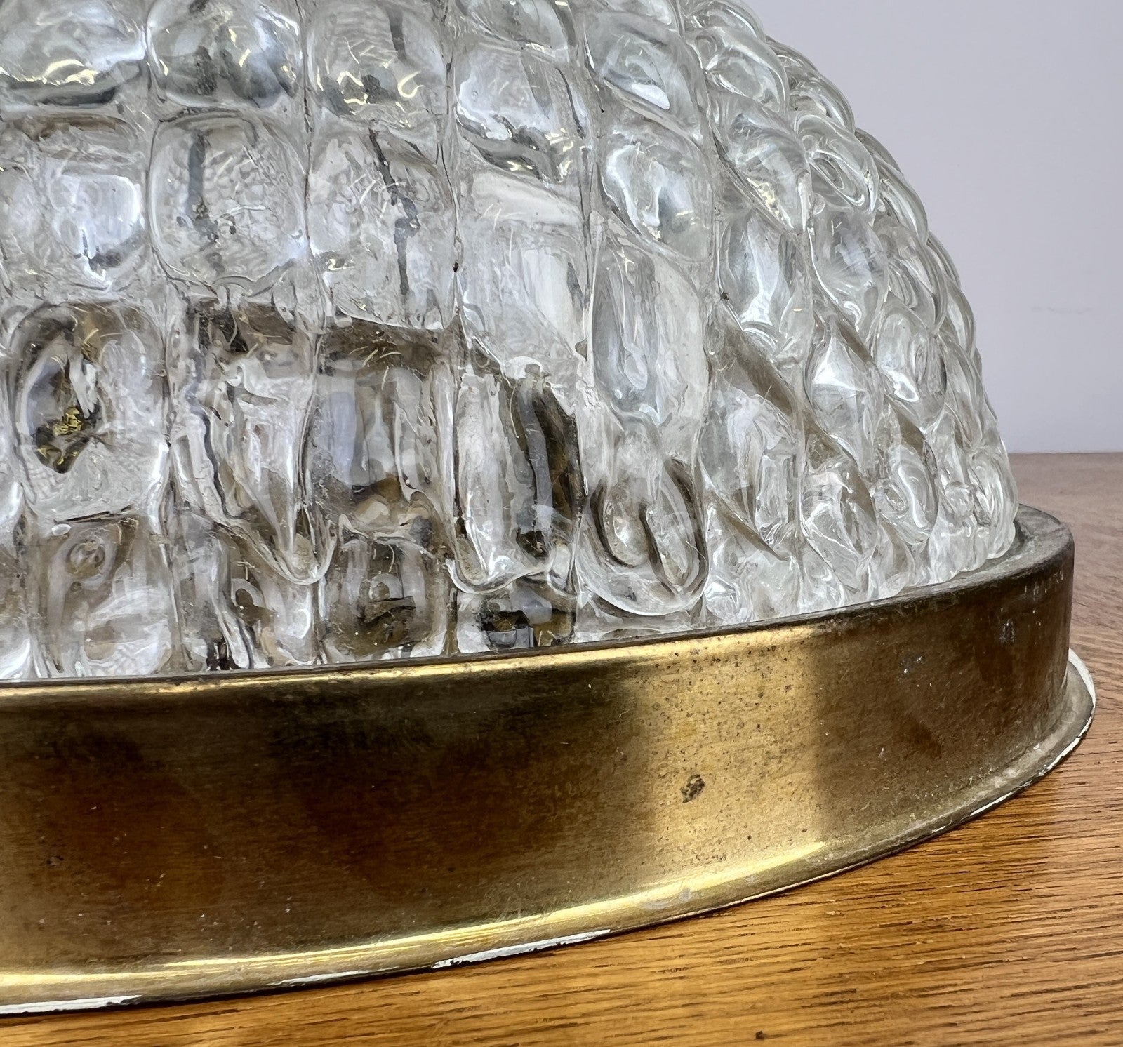 Ceiling Lamp Vintage French Brass Pendant Glass Flush Mount Light LOT 606312