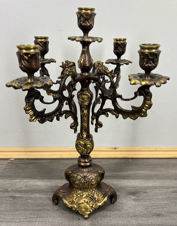 Candelabra Vintage French Brass 5 Arm Ornate Rococo Candle Holder LOT 44310