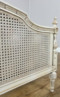 Bed Vintage French King Size Bed Frame Cane Panel Carved Headboard LOT 64108