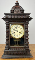 Clock Vintage Junghans Wooden Mantel Clock Glass Door Table Clock LOT 60551