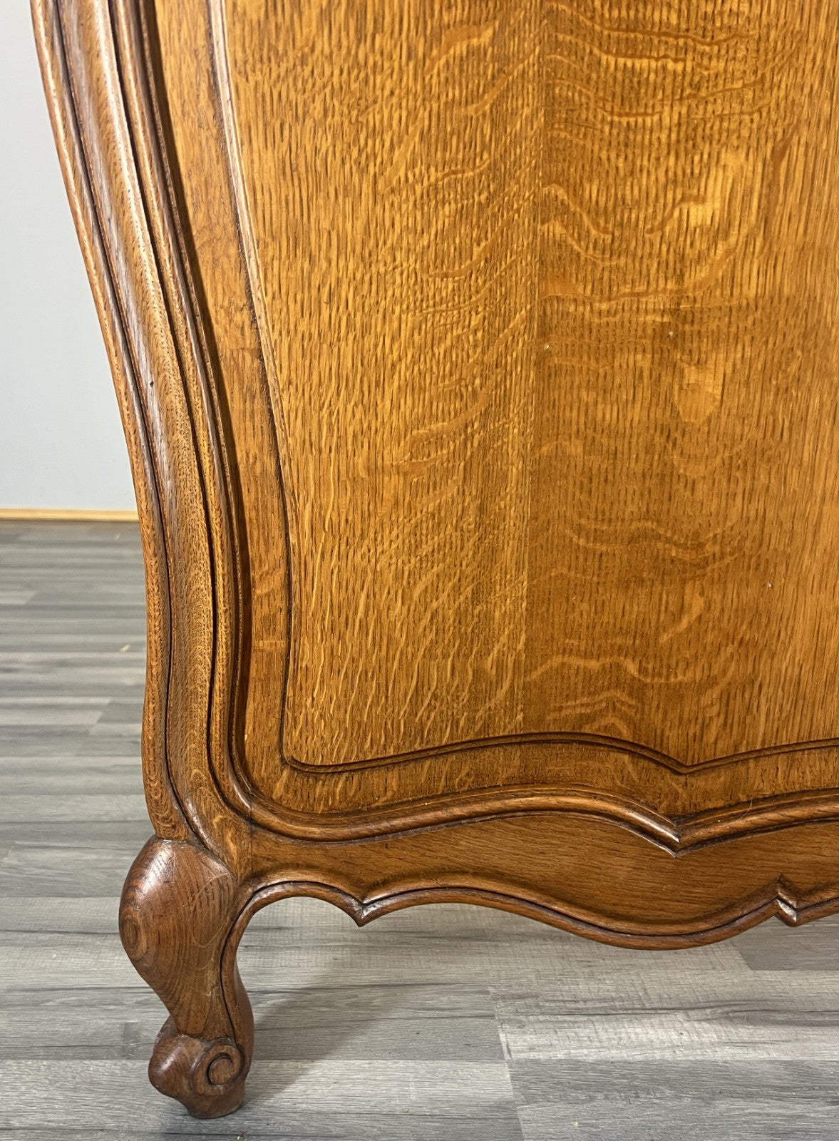 Bed Vintage French Louis XVI Double Bed Frame Oak Carved Headboard LOT 46065