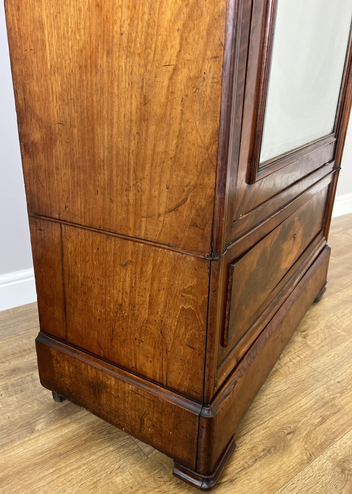Wardrobe Antique French Style Mahogany Hidden Drawer Mirrored Armoire LOT 614810