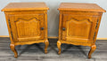 Pair of Bedside Tables Vintage French Oak Cabinets Carved Nightstands LOT 37261