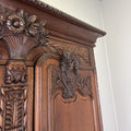 Wardrobe Antique French Style Walnut Two Door Carved Armoire LOT 6499