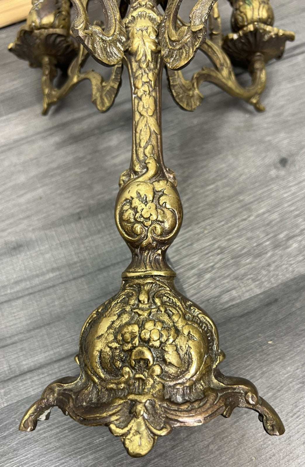 Candelabra Vintage French Brass 5 Arm Ornate Rococo Candle Holder LOT 42749