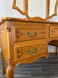 Dressing Table Vintage French Louis with Mirror Oak Vanity Makeup Table LOT 31983