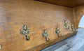 Coat Rack Antique French Oak Wall Shelf 6 Hook Carved Coat Hanger LOT 26412