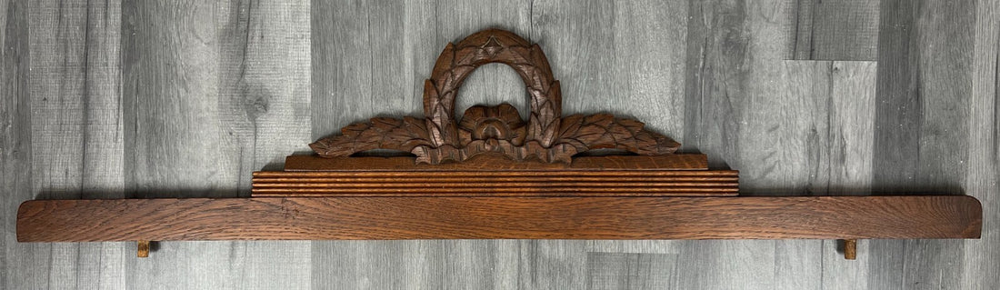 Pediment Antique French Hand Carved Oak Crown Crest Architectural LOT 70190