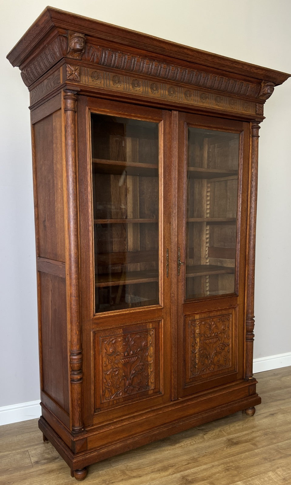 Bookcase Antique French Style Glazed Display Oak Cabinet Sideboard LOT 6513