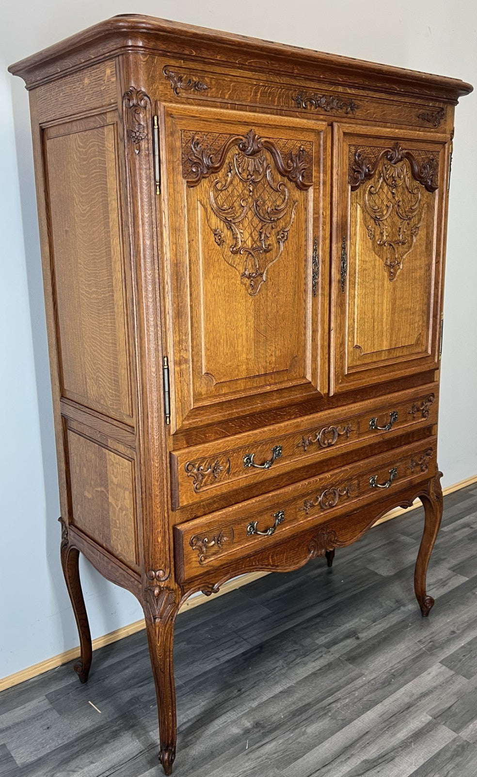 Cabinet Vintage French Louis XVI Oak Sideboard Carved Panels Cupboard LOT 45071
