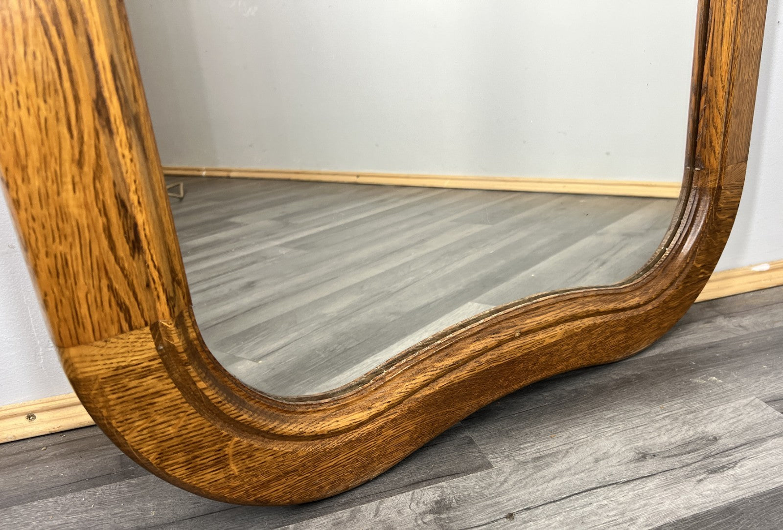 Vintage French Style Carved Wall Mirror Oak Ornate Wall Frame LOT 45458