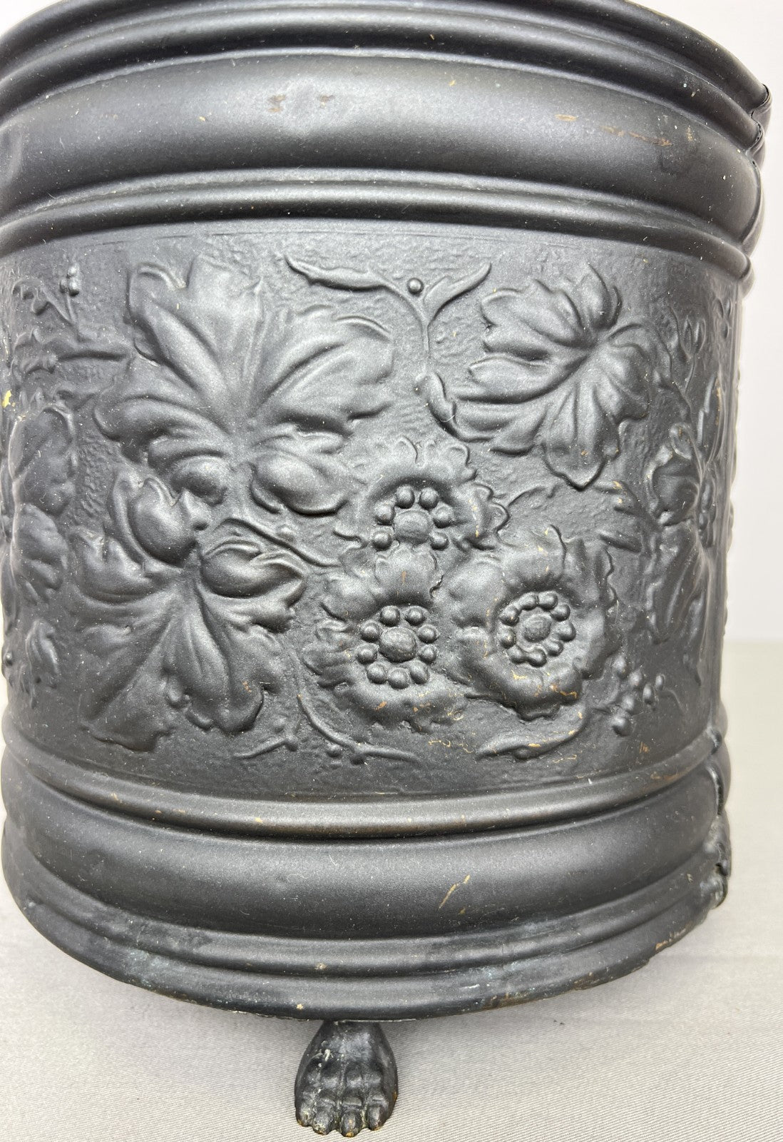 Plant Pot Vintage French Painted Brass Floral Jardiniere Planter LOT 6472