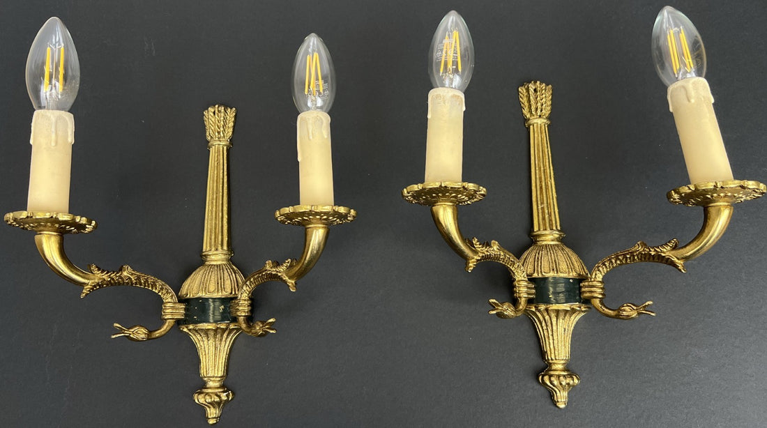 Pair of Wall Sconces Vintage French Style Ornate Decorative Lighting LOT 60840