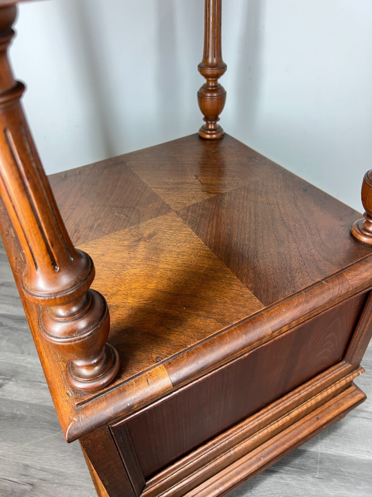 Bedside Table Antique French Walnut Marble Top Cabinet Nightstand LOT 444913