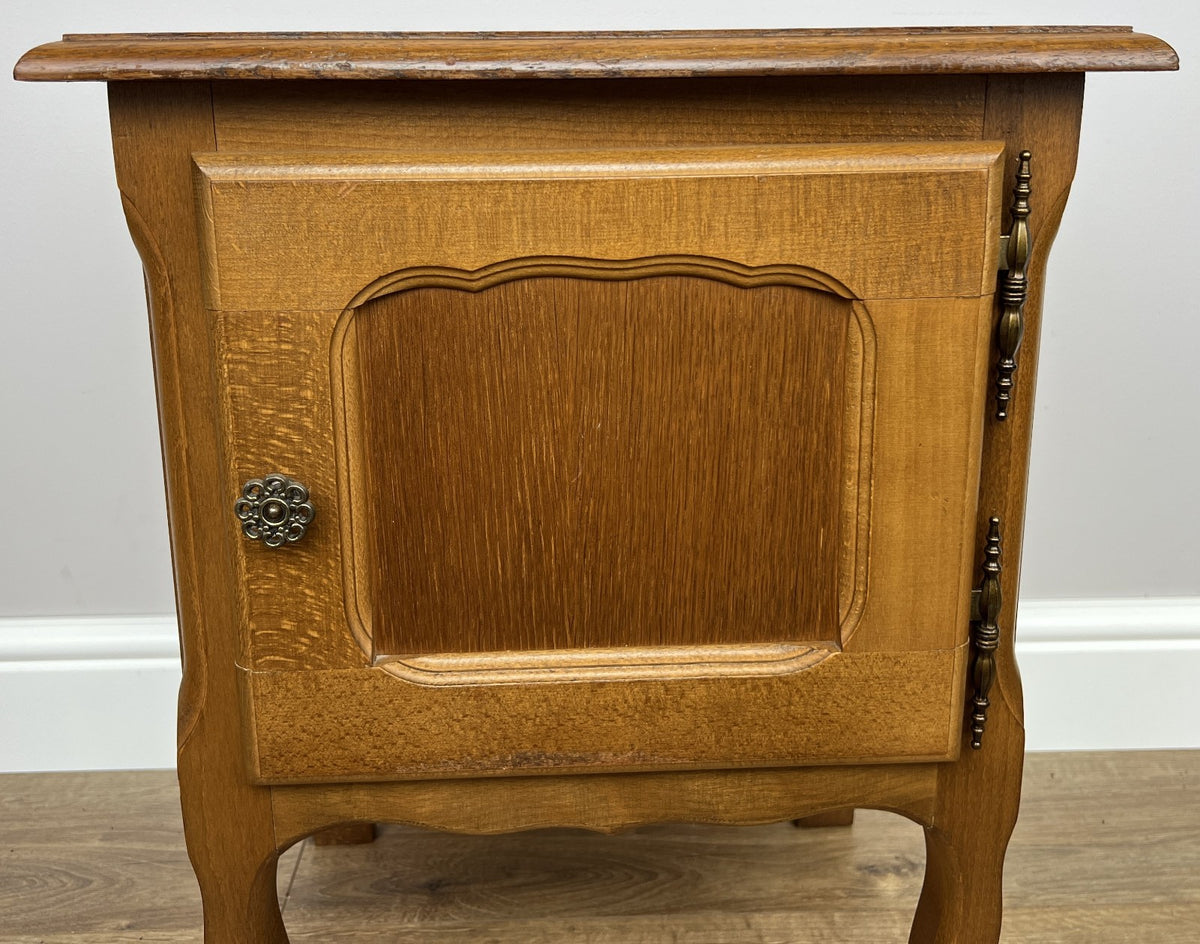 Pair of Bedside Tables Vintage French Louis Oak Nightstands Cabinets LOT 62266