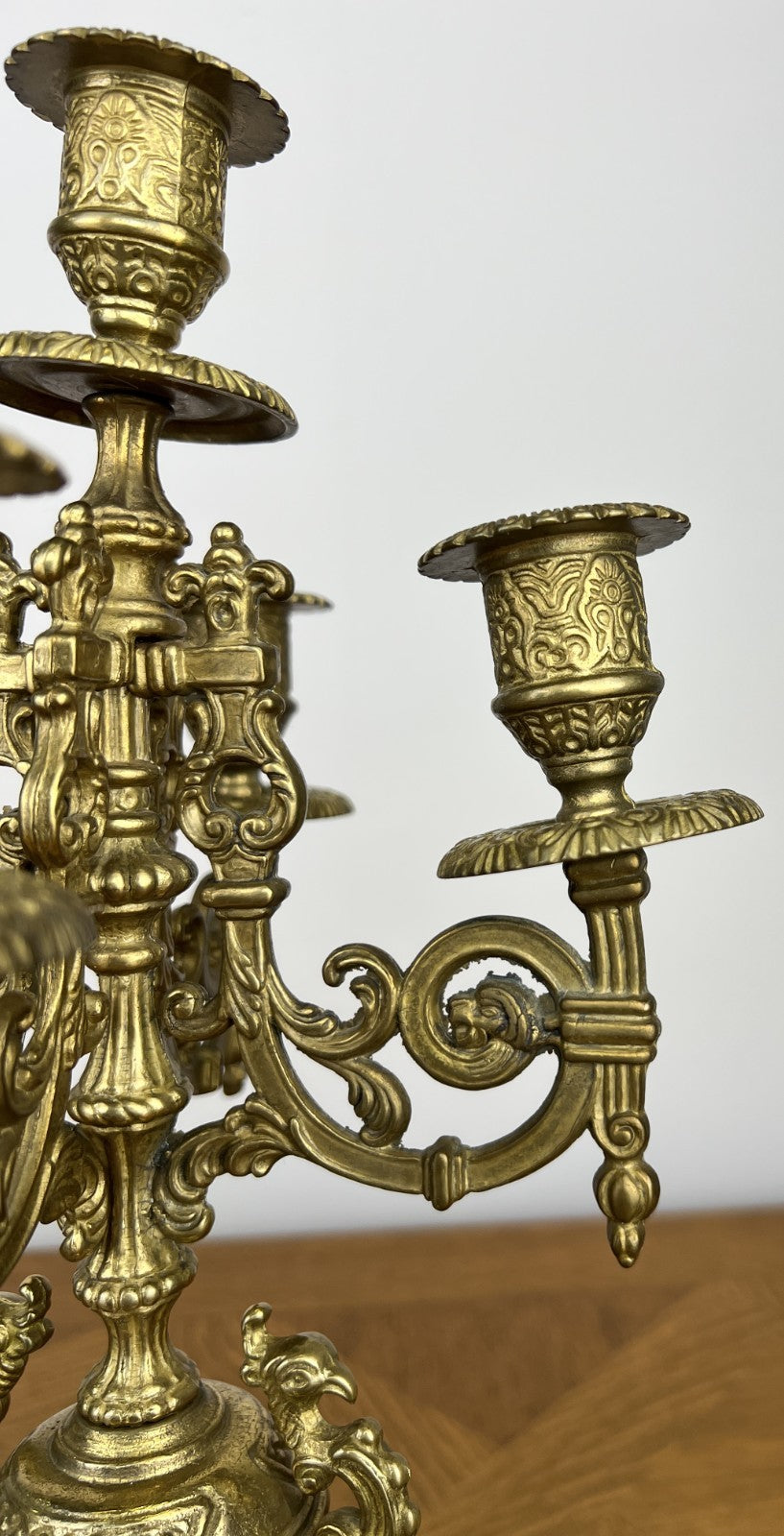 Pair of Candelabras Vintage French Style 5 Arm Ornate Candle Holders LOT 606010