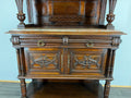 Sideboard Antique French Style Walnut Marble Display Cabinet Cupboard LOT 35766