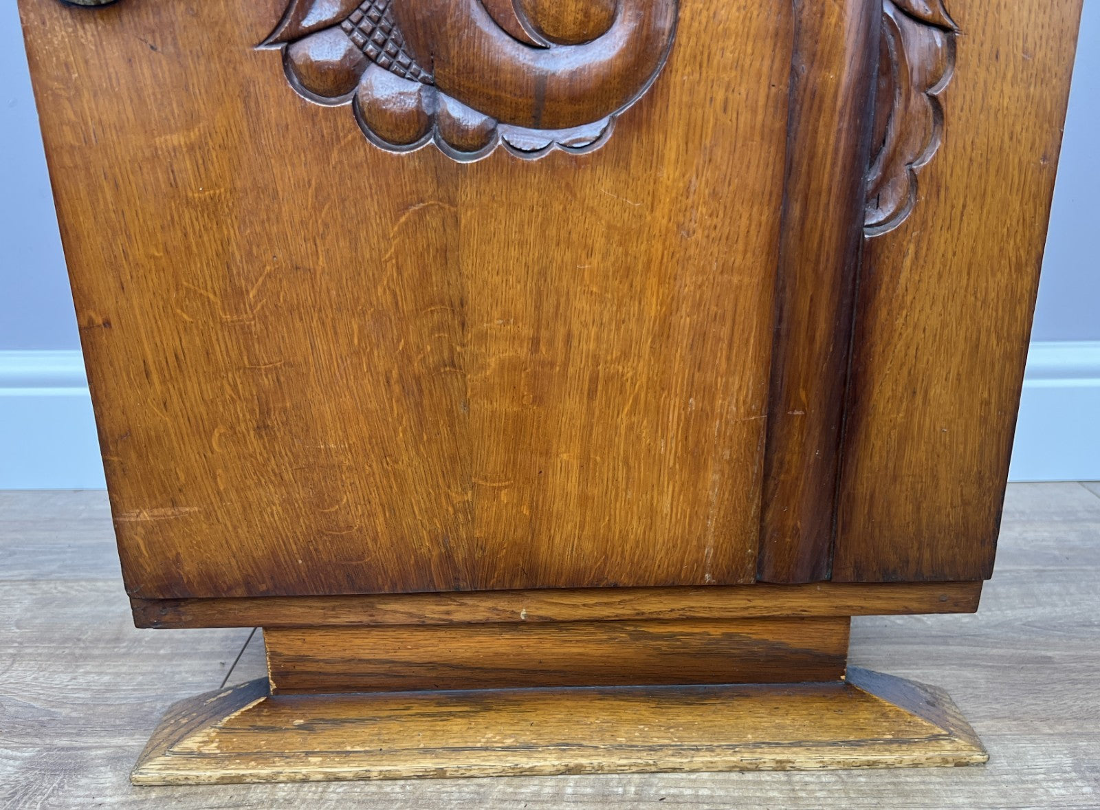 Bedside Table Antique French Art Deco Marble Top Oak Cabinet Nightstand LOT 62384